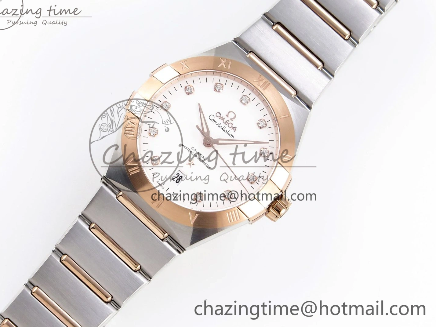 0414 Constellation 39mm SS RG ASWF 1:1 Best Edition White Diamonds Dial on SS RG Bracelet A Minimalist 7772